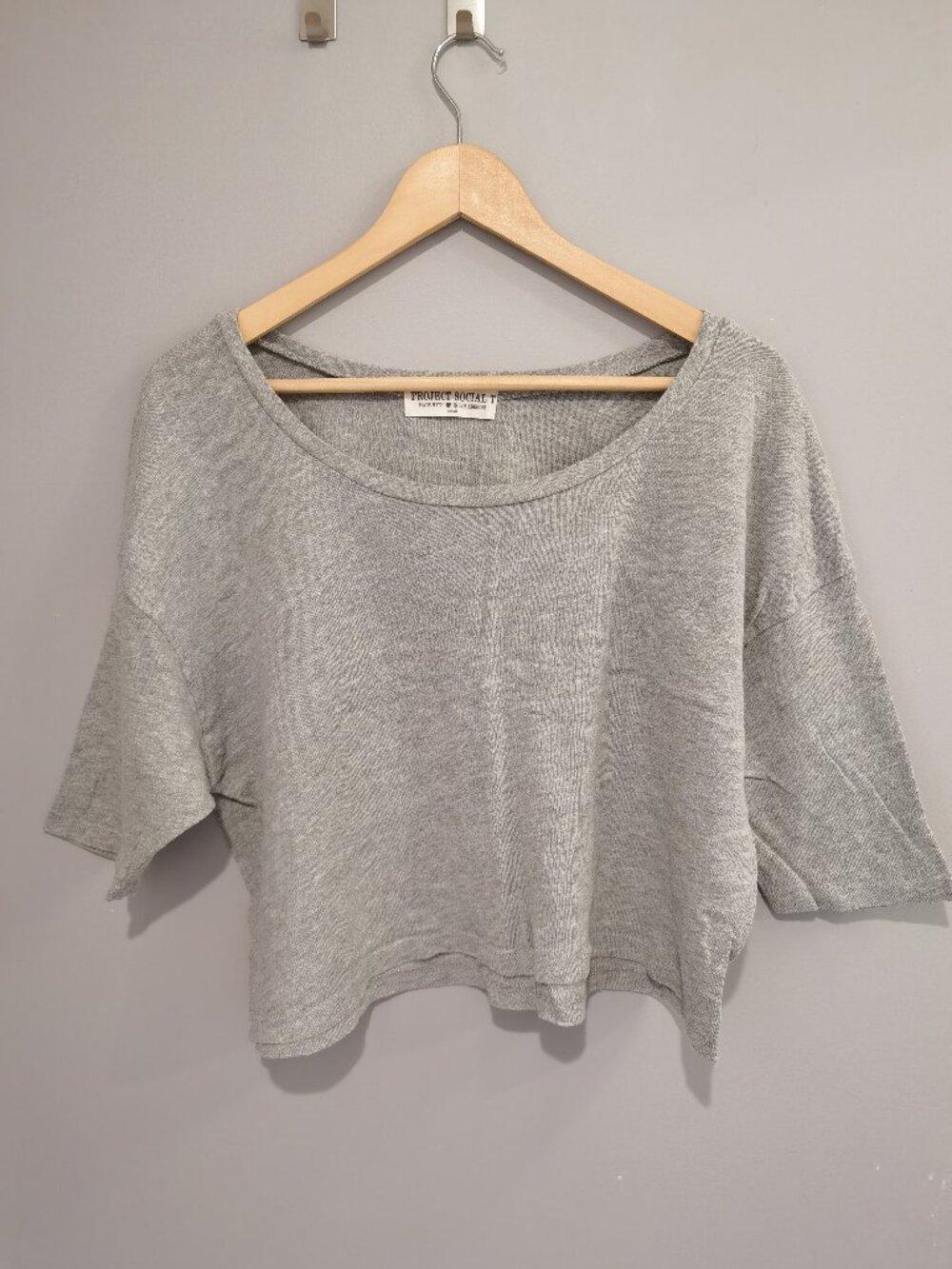 Project Social T Grey Cropped Tee | Size S